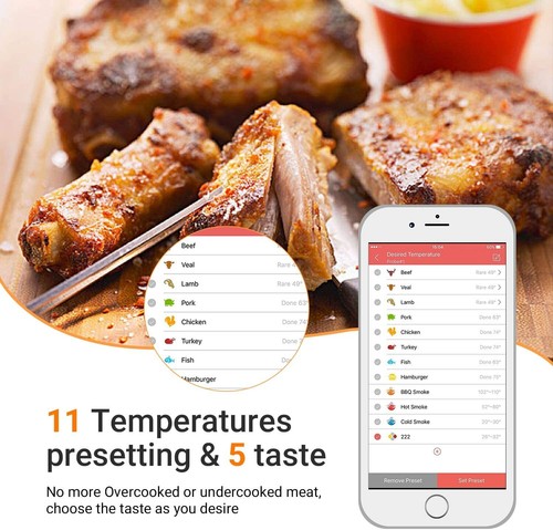 Digitale Bluetooth Kochthermometer IBT-4XS Sonde Probe C/F Grill BBQ Oven DE C/F - Bild 29 von 37