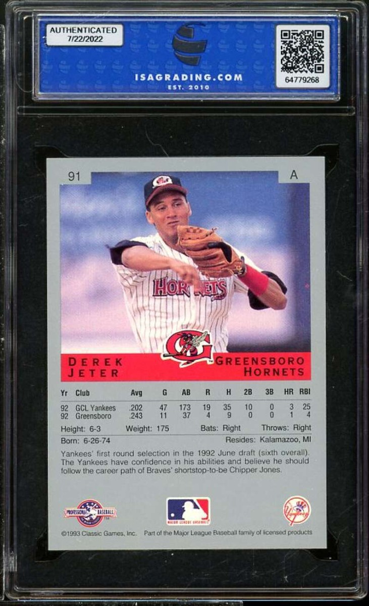 Derek Jeter Rookie Card 1993 Classic Best #91 ISA 8.5 NM-MT+ | eBay
