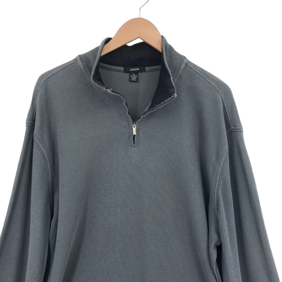 Sudadera Alfani Para Hombre Mediana 2XL Gris Algodón Manga Larga Cuarto Cremallera Pullover Foto 4 de 4