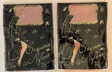 2 Pair EXQUISITE NYLONS garter Stockings Made of DuPont NYLON Reinforced Toe