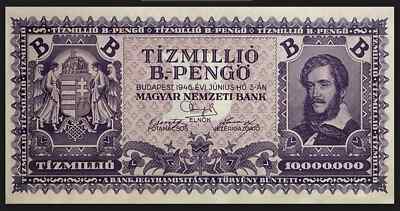 ハンガリー　100京　ペンゴ紙幣 本物　(Quintillion pengo) 🇭🇺 HUNGARIAN 100 QUINTILLION, 1946 B-PENGO, P-131 - UNCIRCULATED