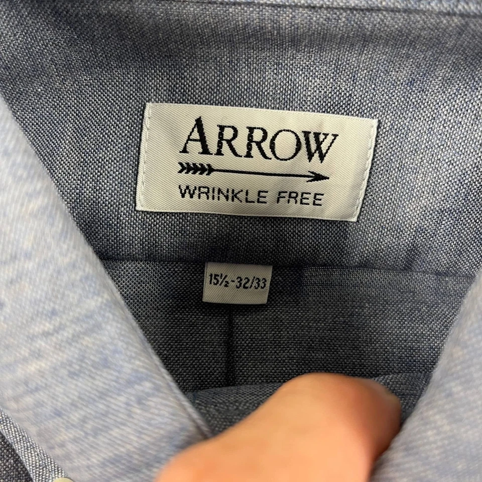 Camisa de vestir azul años 80 para hombre de Arrow, vintage años 80 azul manga larga abotonada Foto 3 de 4