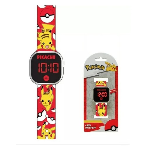 Pokémon Unisex Childrens LED Watch Metallic Silver Bezel Silicone Strap - 第 6/6 張圖片