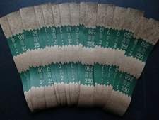 20 - Green $250 Cash Money Self-Sealing Straps Tan Saw Tooth Currency Bands 