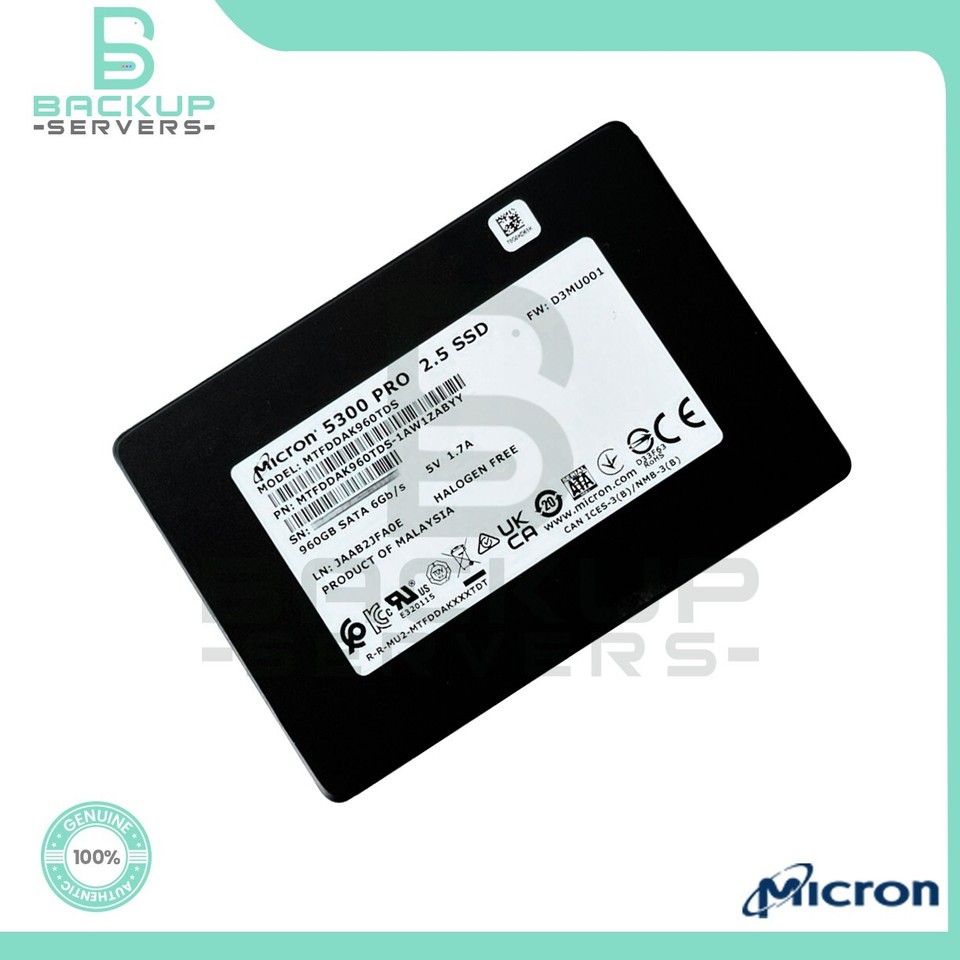 SSD Micron 5300 PRO 960 Go SATA 2,5 MTFDDAK960TDS-1AW1ZABYY (DWPD 1.5) | Leroy Merlin