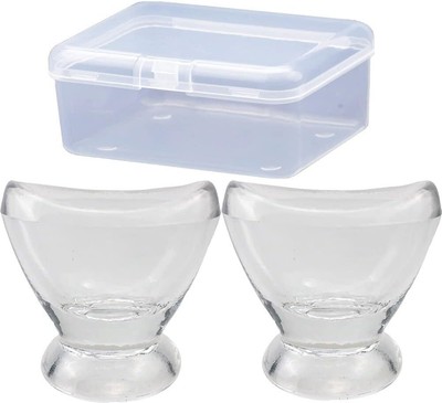 2Pcs Transparent Glass Eye Wash Cup for Eye Rinse,Cleansing with Storage Contain