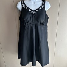 Swimsuits for All Solid Black Swim Dress Women  s Size 16