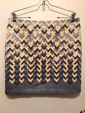 Skirt SZ 10 Geometric Knee MSSP Max Studio Specialty Products Yellow Gray Blue