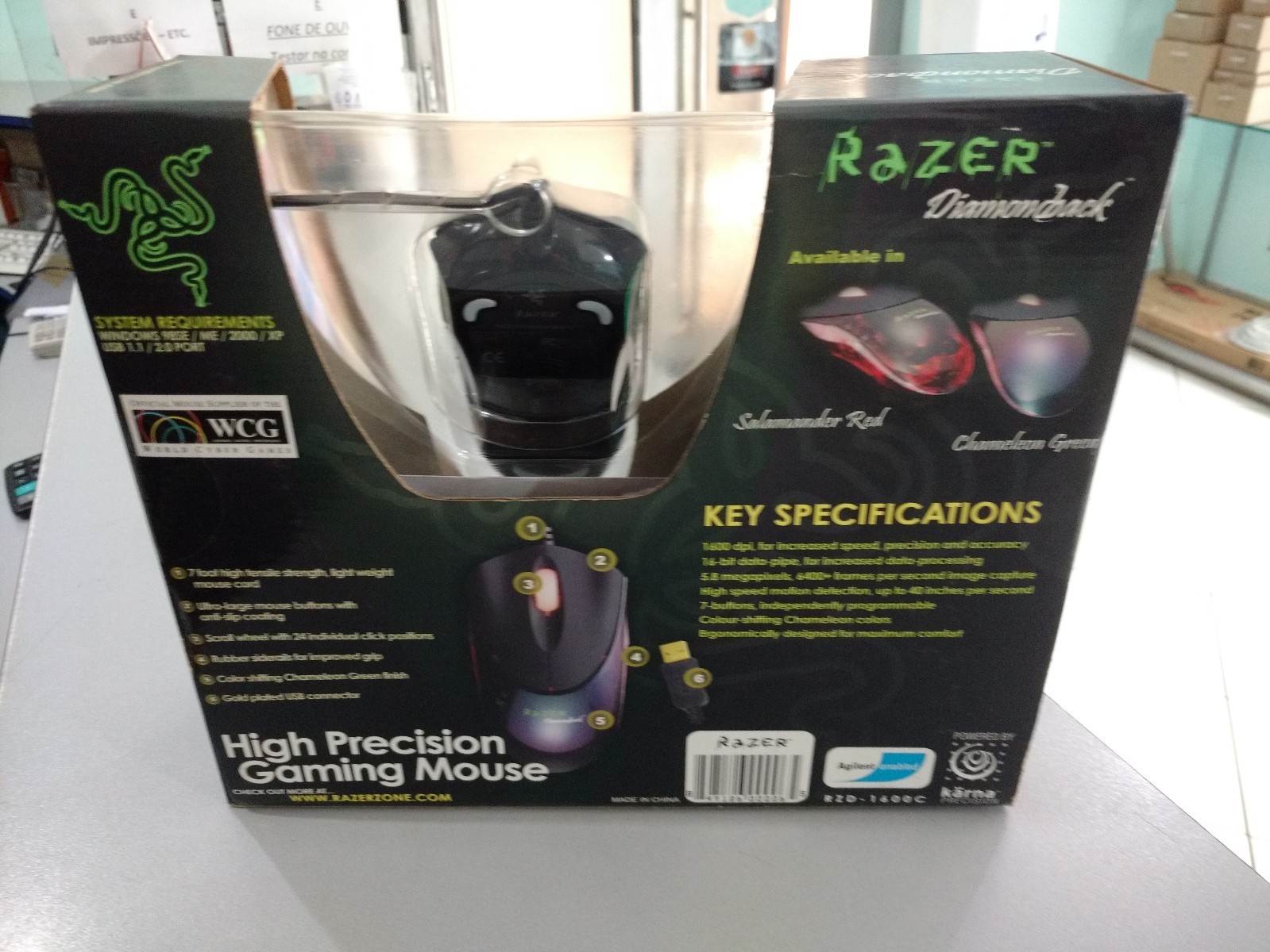 RARE Mouse Razer Diamondback Chameleon Green 2004 SEALED FOR COLLECTORS - Picture 8 of 12