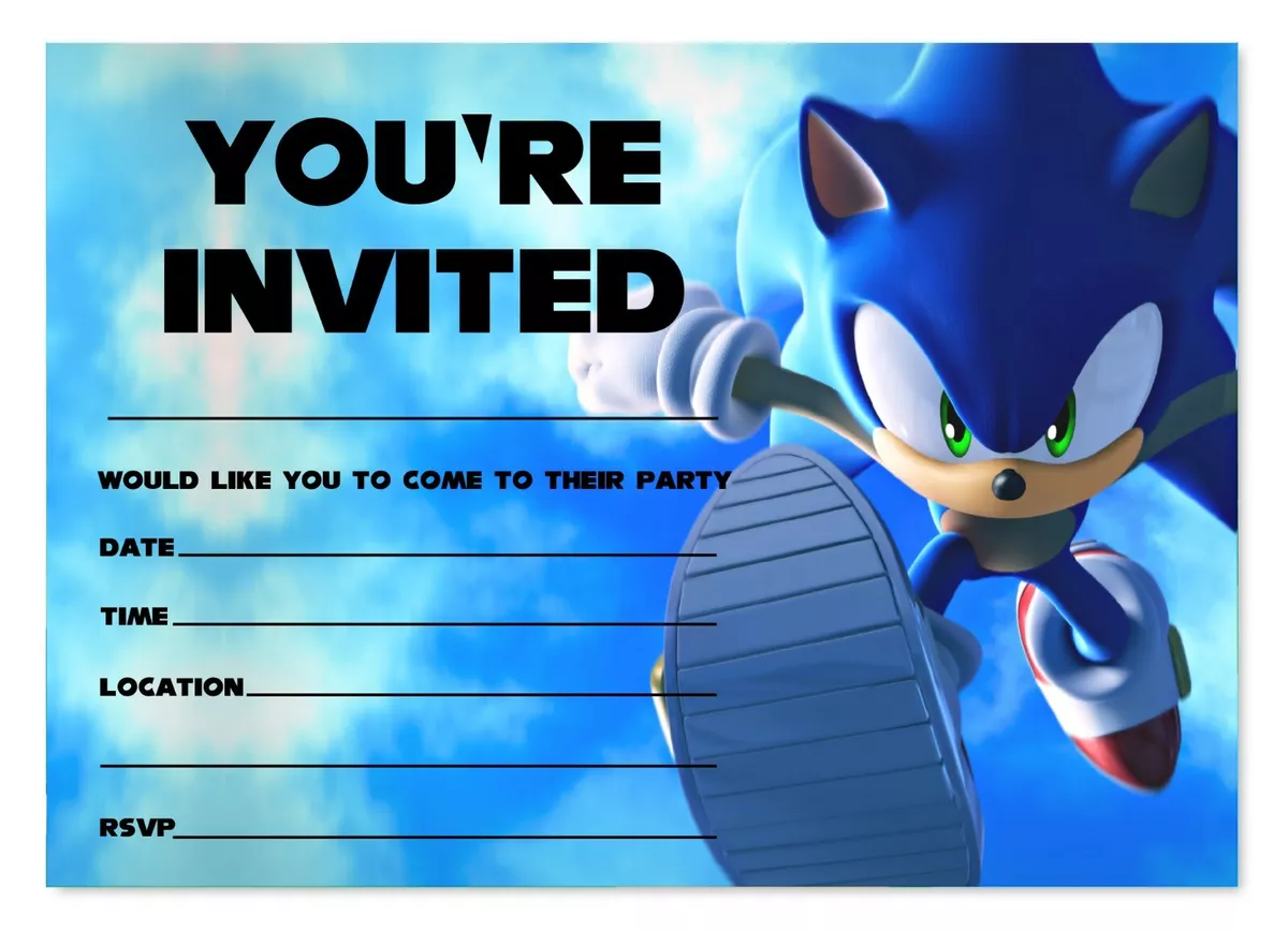 Sonic party invites Sonic invitations birthday party games Sonic the  hedgehog