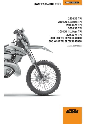 KTM Owners Manual Book Guide 2021 250 XC-W TPI & 2021 300 EXC TPI