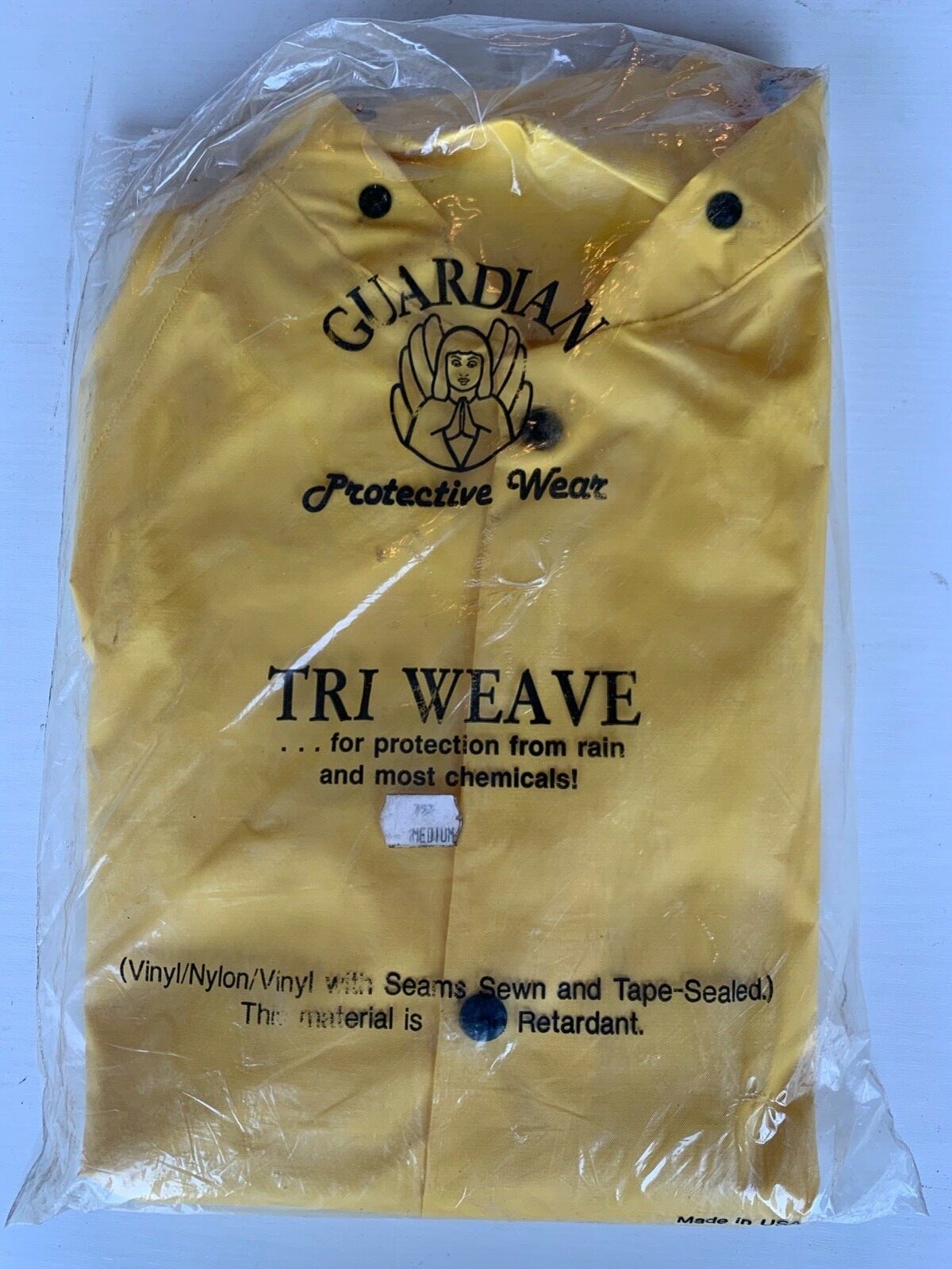 Guardian Protective Wear Poly Weave Rain Jacket Size medium vinyl/nylon