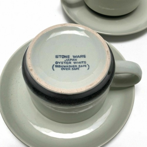 Juego de 2 juegos de platillos de taza Designers Collection Oyster White Black Band Japón - Imagen 6 de 6