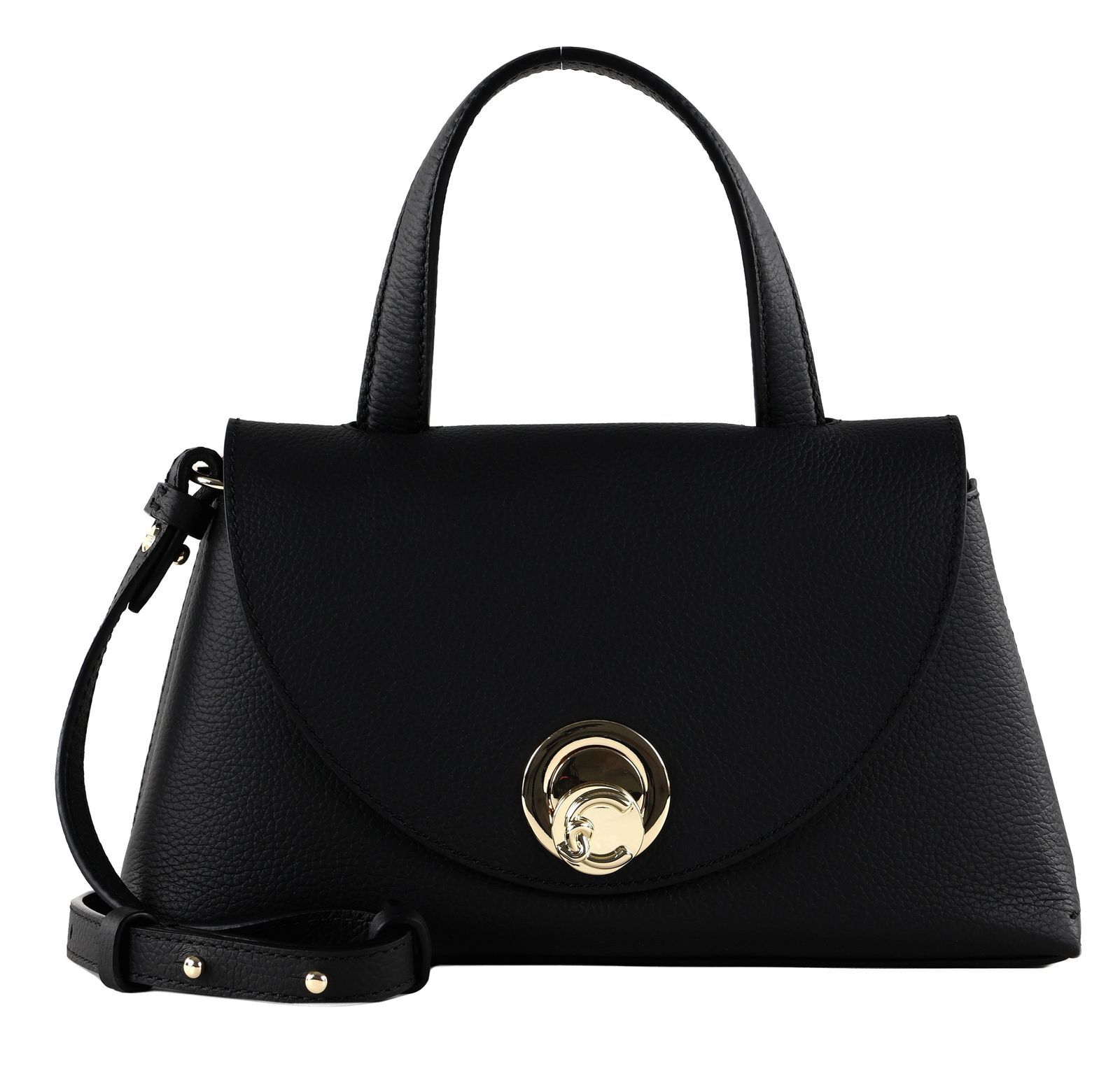 COCCINELLE Handbag Double Grainy Leather Noir / Cognac