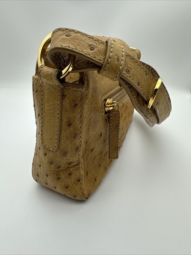 *Vintage Cape Cobra Straußenleder braun gold Clutch Top Griff Schultertasche Geldbörse* - Bild 7 von 21