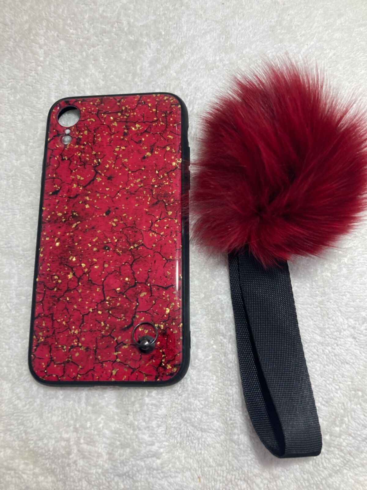 Plush Ball Phone Case with Hand Strap for iPhone XR XS Max  -image