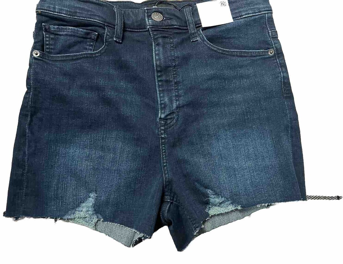 Express Shorts Women's 12 Blue Dark Wash Denim Super High Rise Cut