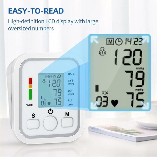 Digital Blood Pressure Monitor LCD Display & Voice Upper Arm Cuff BP Machine UK - Picture 2 of 12