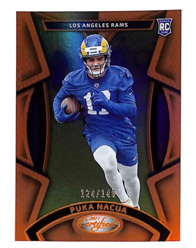 Puka Nacua 2023 Panini Certified Rookie Mirror Orange Holo SP Card #143 RC /149