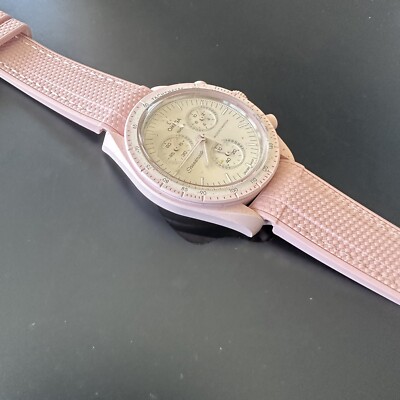 20mm Light PINK  sailcloth pattern  rubber Moonswatch SWATCH Mission Mars Venus