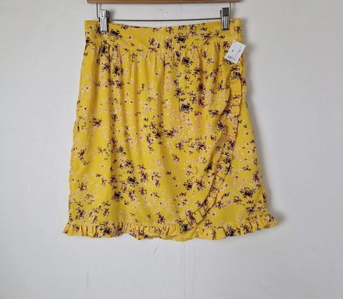 Naf Naf yellow floral frilled skirt size 42 / UK14 - 第 1/2 張圖片