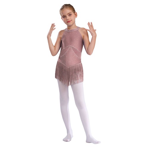 Kids Girls Bodysuit Dance Jumpsuit Keyhole Leotards Figure Outfit Mesh Costume - Picture 49 of 61