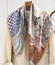 100%Silk 14 Momme 35"Square Scarf Women Neckerchief Wrap Kerchief Bandana garden
