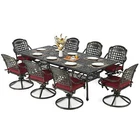 9 PCS Patio Furniture Set, Outdoor Dining Set w/ Swivel Chairs & Rectangle Table