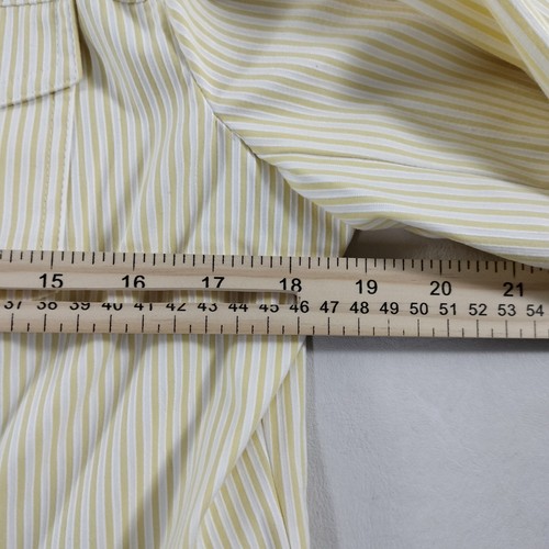 Jones New York Women Stretch Yellow White Striped Jacket Full Zip 2 Pockets Sz M - Picture 7 of 10