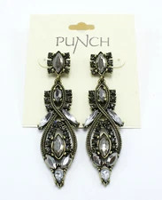 Fancy New Pair of Rhinestone Drop Statement Earrings by Punch #SE4
