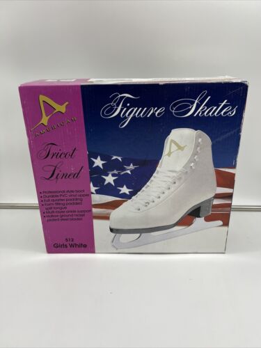 American Athletic Shoe Girl's Tricot Lined Ice Skates White Size 1 (512) - Afbeelding 1 van 8
