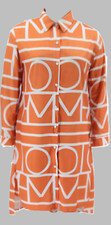 Orange and White Button Down Assymetrical Midi Shirt Dress - size M