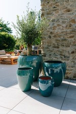 Blumentopf für Baum Pflanzkübel Groß Keramik für Palmen Azurblau LAFONTAINE