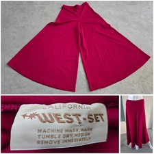 Vintage 60s 70s Flare Palazzo Wide Leg Pants Haute Bohemian Burgundy Elephant M