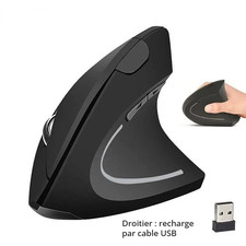 Souris ergonomique verticale - Sans fil, Bluetooth, recharge - droitier gaucher