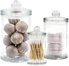 Mini Glass Apothecary Jars, Bathroom Storage Organizer Canisters for Cotton