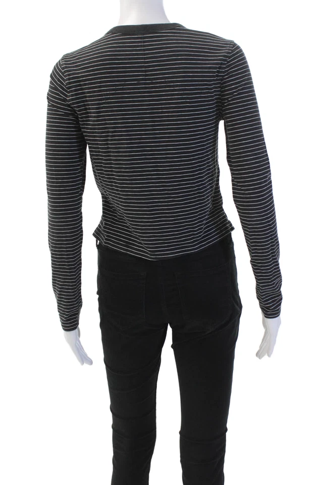 Camiseta Lululemon Mujer Manga Larga Cuello Redondo Rayas Negra Blanca Talla 4 Foto 3 de 4