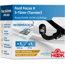 HOOK ANHÄNGERKUPPLUNG starr passend für Ford Focus II Kombi +7-polig E-Satz ABE