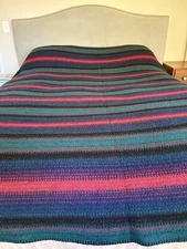 Vintage LL Bean Biddeford Mills  QUEEN Wool Blend Blanket USA Warm Feeling 91x97