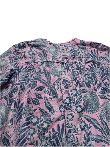 J. Crew Abigail Borg Silk Cotton Boho Peasant Top Pink Blue Floral Size XXS - Picture 18 of 20