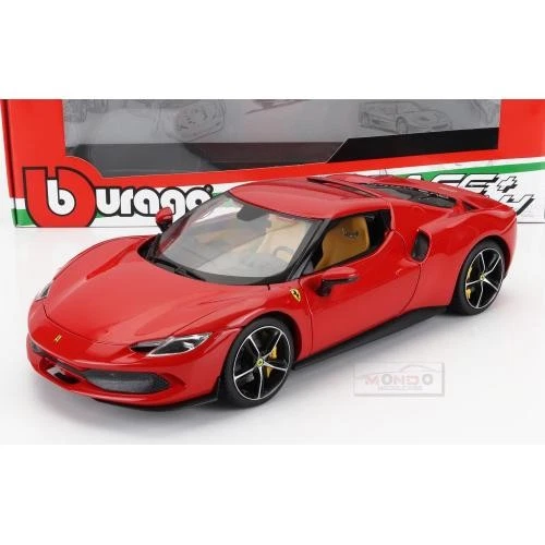 1:18 BURAGO Ferrari 296 Gtb Hybrid 830Hp V6 2021 Rosso Corsa Red BU16018CAR - Immagine 2 di 4