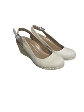 Vionic Coralina Canvas Wedge Espadrille Slingback Sandals Womens 8 Tan Beige