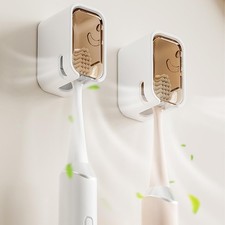 2 Pack Toothbrush Holders for Bathroom, Self Adhesive Wall Mounted Toothbrush...