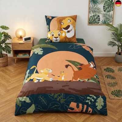 Bettwäsche König der Löwen mit Simba, Deichsel und Pumba, Polyester-Baumwolle, B