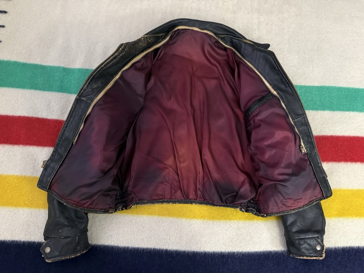 Vintage 50s 1950s Leather Jacket Talon Zipper Arrow Patina