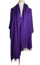 Maraolo India Purple Silk Pashmina Fringe Shawl Scarf  35x87”