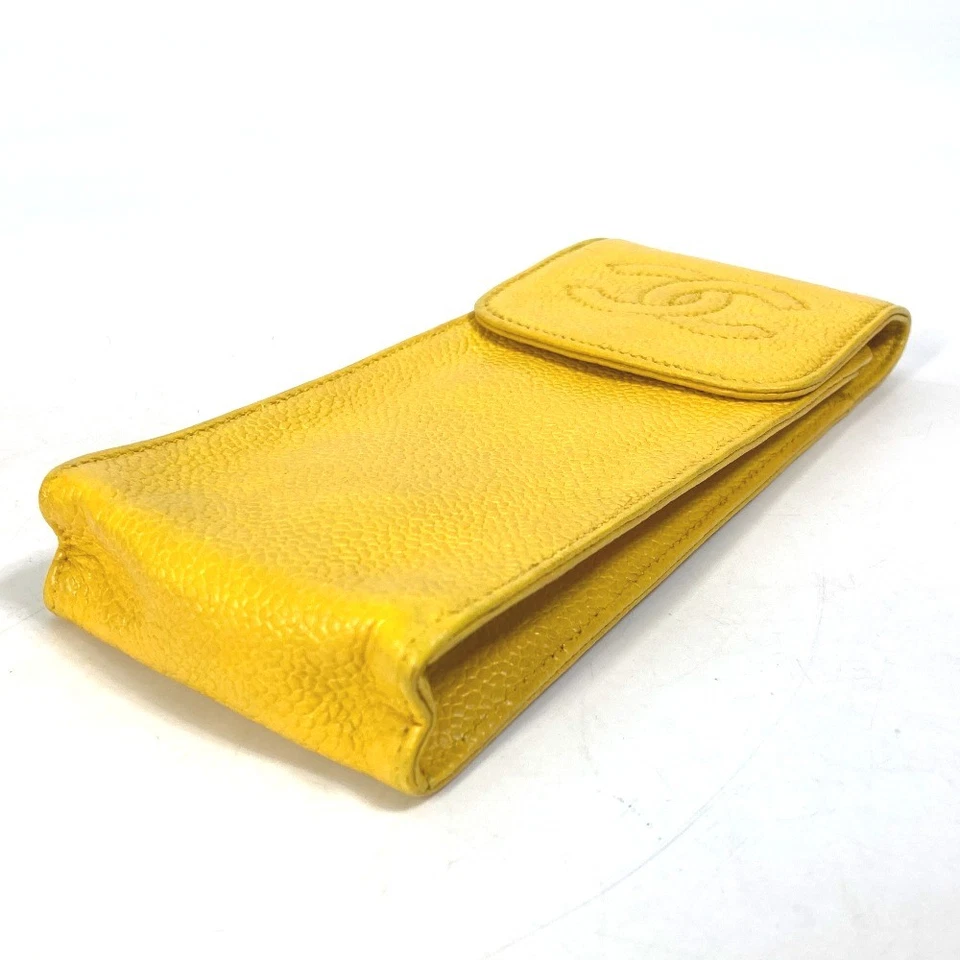 CHANEL Pouch CC Accessory case pen case glasses case Caviar Leather yellow - Image 3 of 4