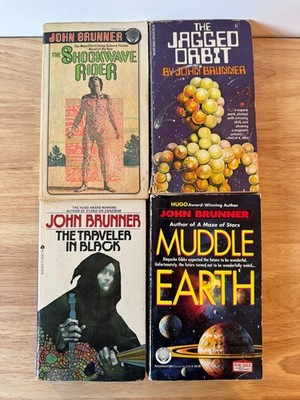 Lot of 4 John Brunner Sci-Fi Paperback Books Shockwave, Traveler, Jagged, Muddle