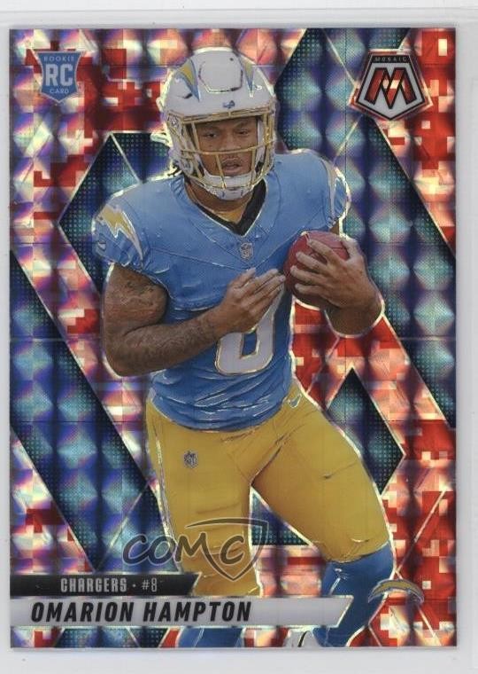 2025 Panini Mosaic Rookies Red Camo Mosaic Prizm Omarion Hampton #335 2qw