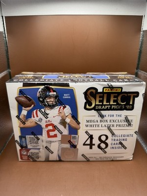 2022 PANINI SELECT DRAFT PICKS FOOTBALL MEGA BOX (BLUE & WHITE LAZER PRIZMS!)